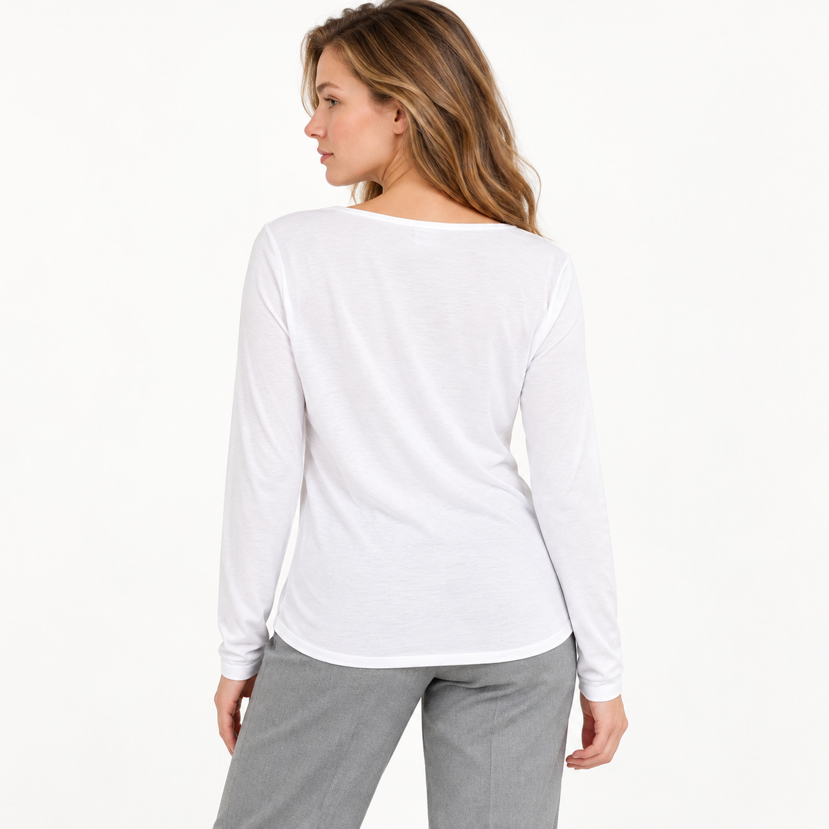 Polera de algodón con encaje — espalda lisa