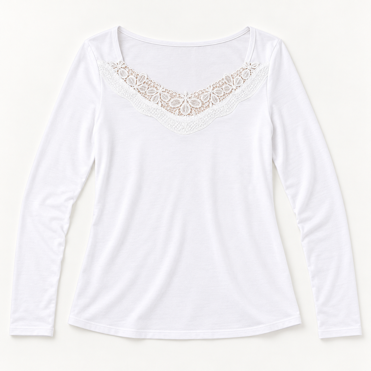 Polera de algodón con encaje — producto solo