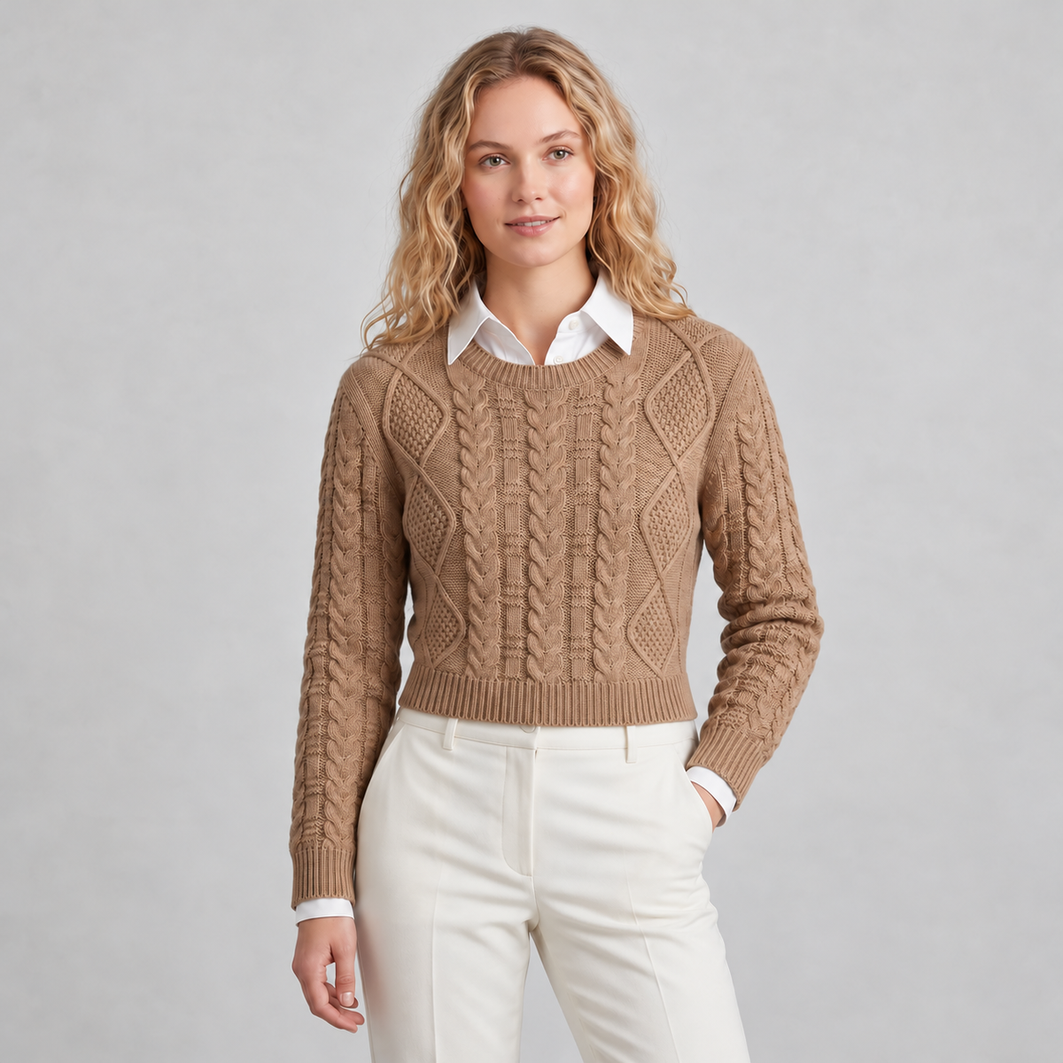 Sweater cuello redondo Marrón — frente