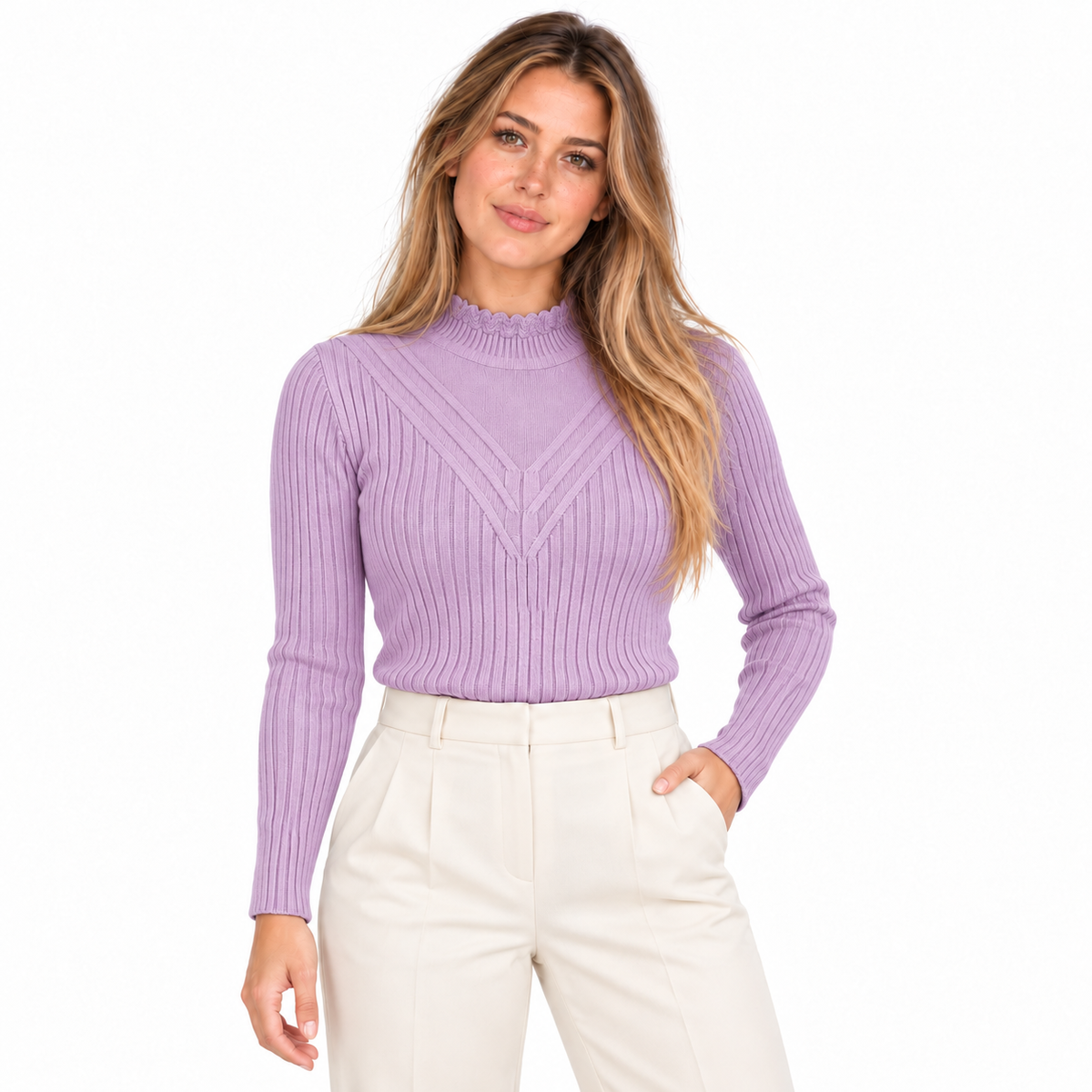 Sweater Tejido para Dama Púrpura — frente
