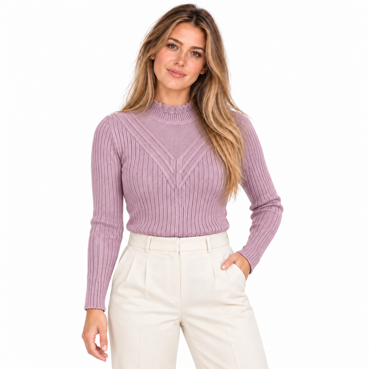 Sweater Tejido para Dama Rosa — frente