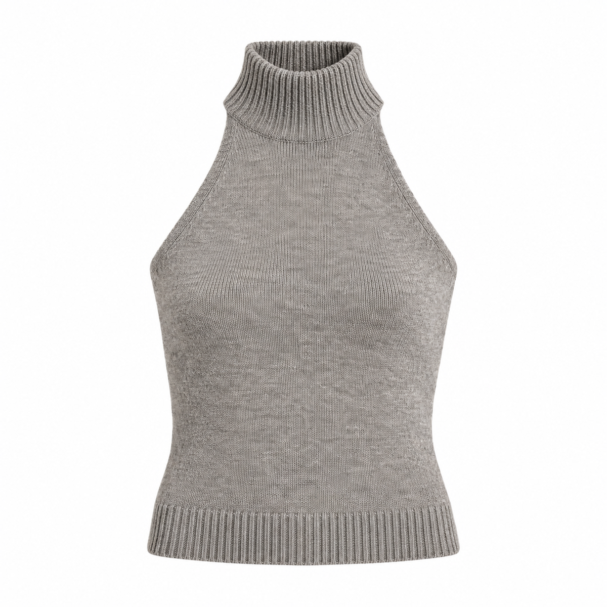 Top Tejido Cuello Alto Gris — producto