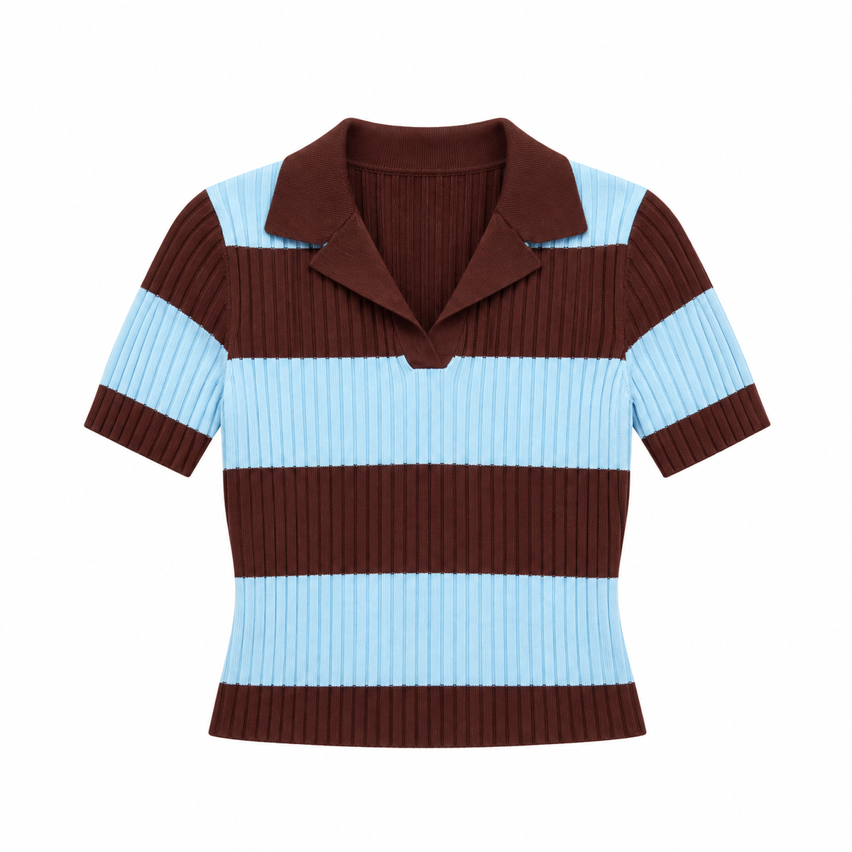 Top Tejido Rayas Café & Celeste — producto