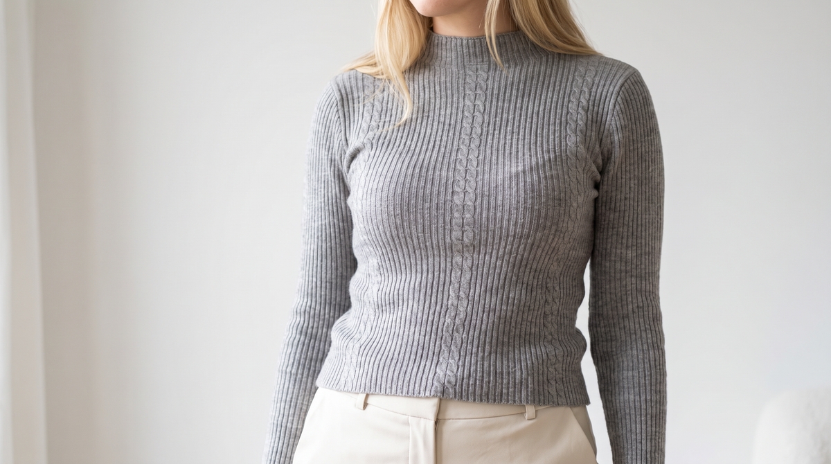 Sweater Acanalado Cuello Medio | Talla Única