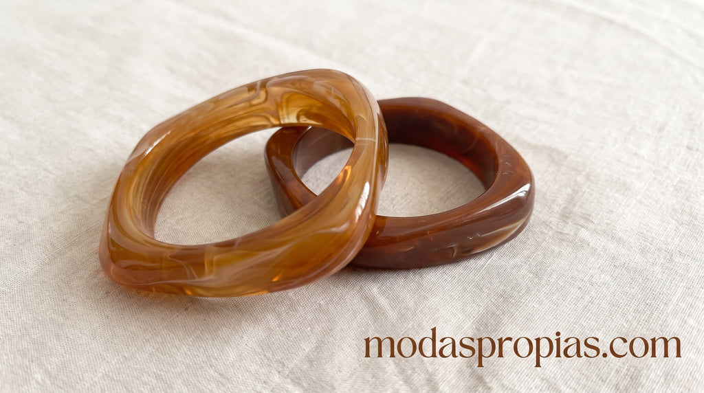 Pulseras Duo Tonos Marrón | Set Elegante