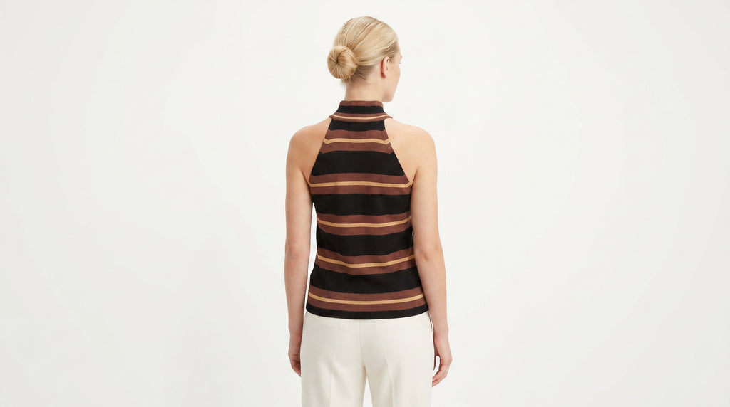 Top Rayado sin Mangas Cuello Alto | Estilo Urbano