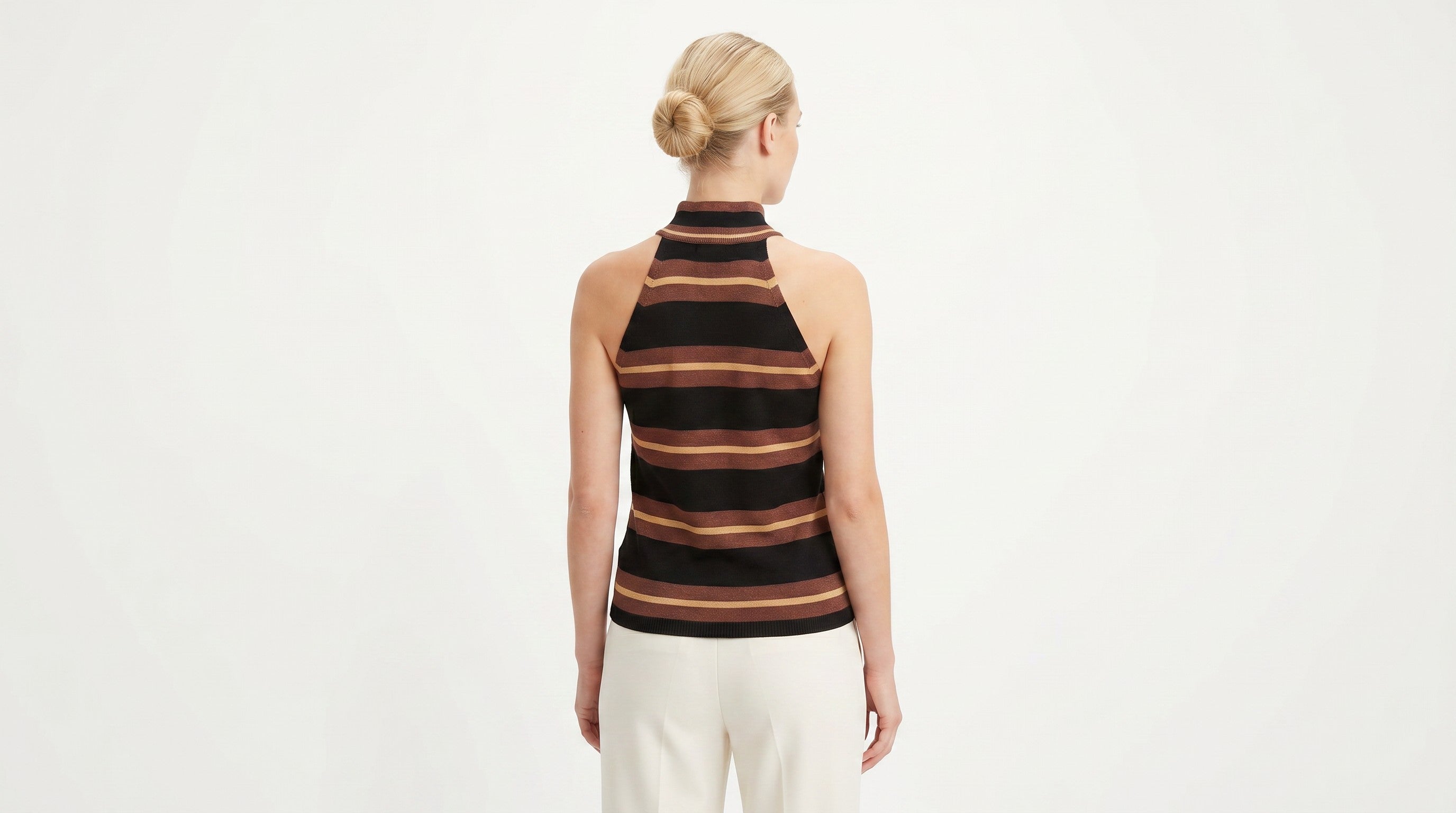 Top Rayado sin Mangas Cuello Alto | Estilo Urbano