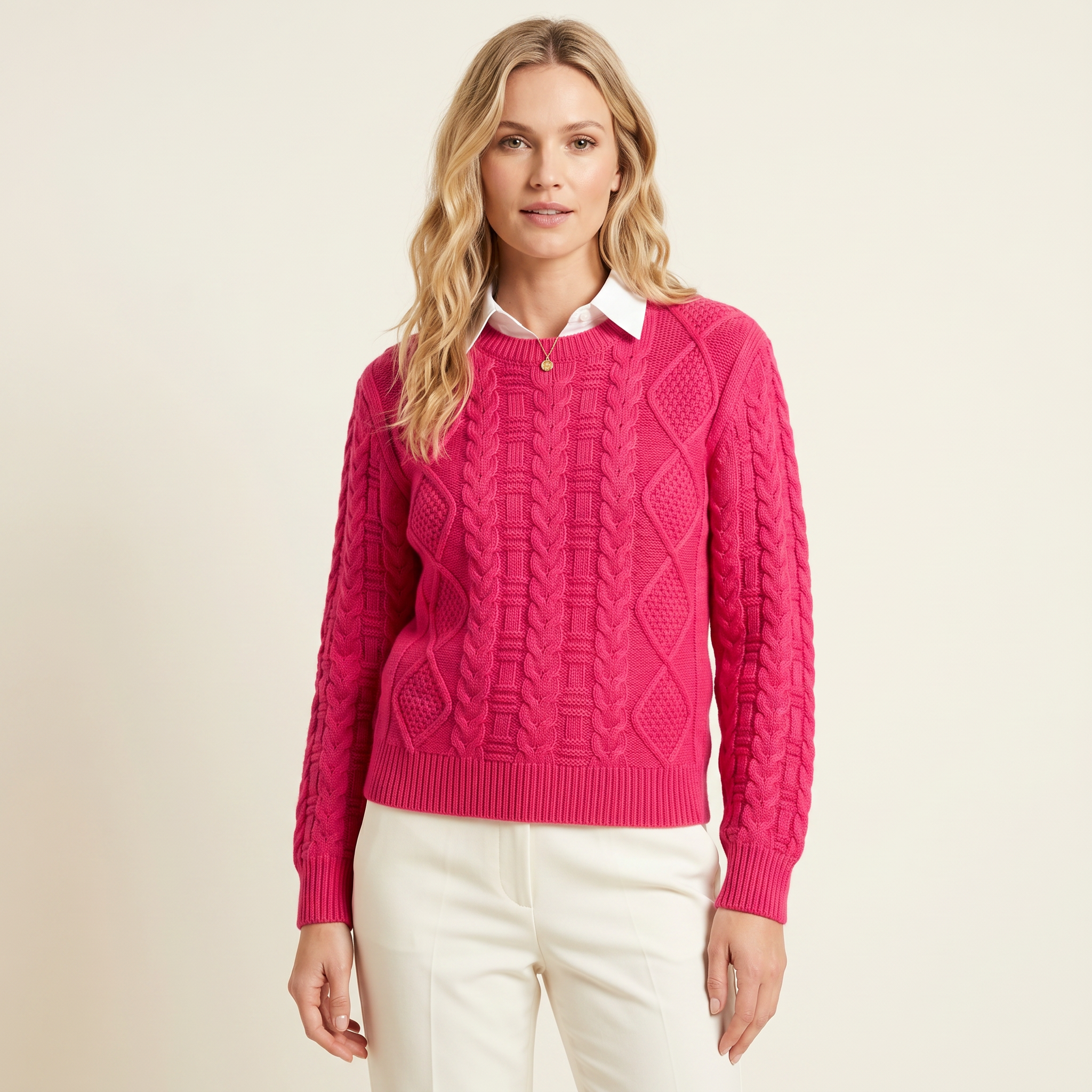 Sweater cuello redondo tejido Otoño