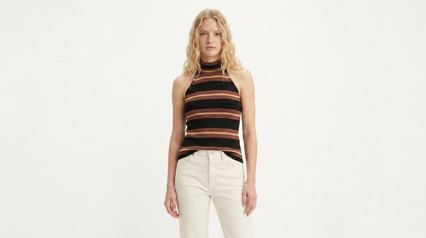 Top Rayado sin Mangas Cuello Alto | Estilo Urbano