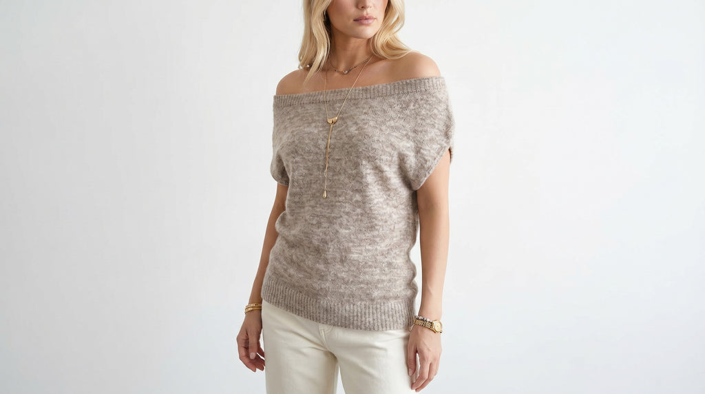 Sweater Hombros Descubiertos Café Claro