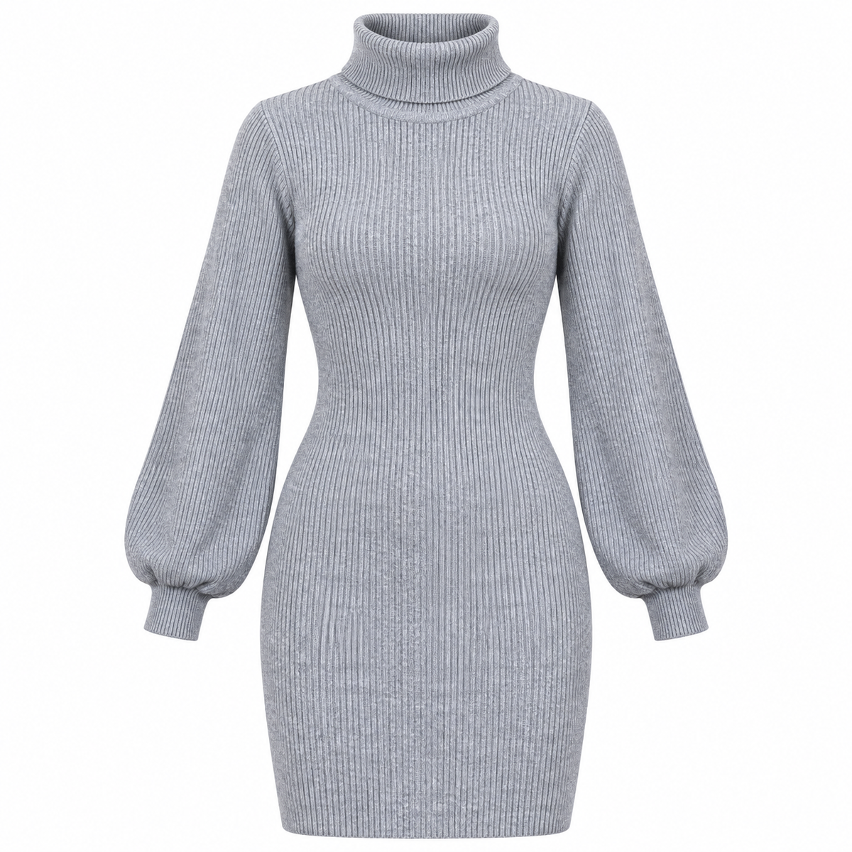 Vestido invierno cuello de tortuga Gris — producto completo