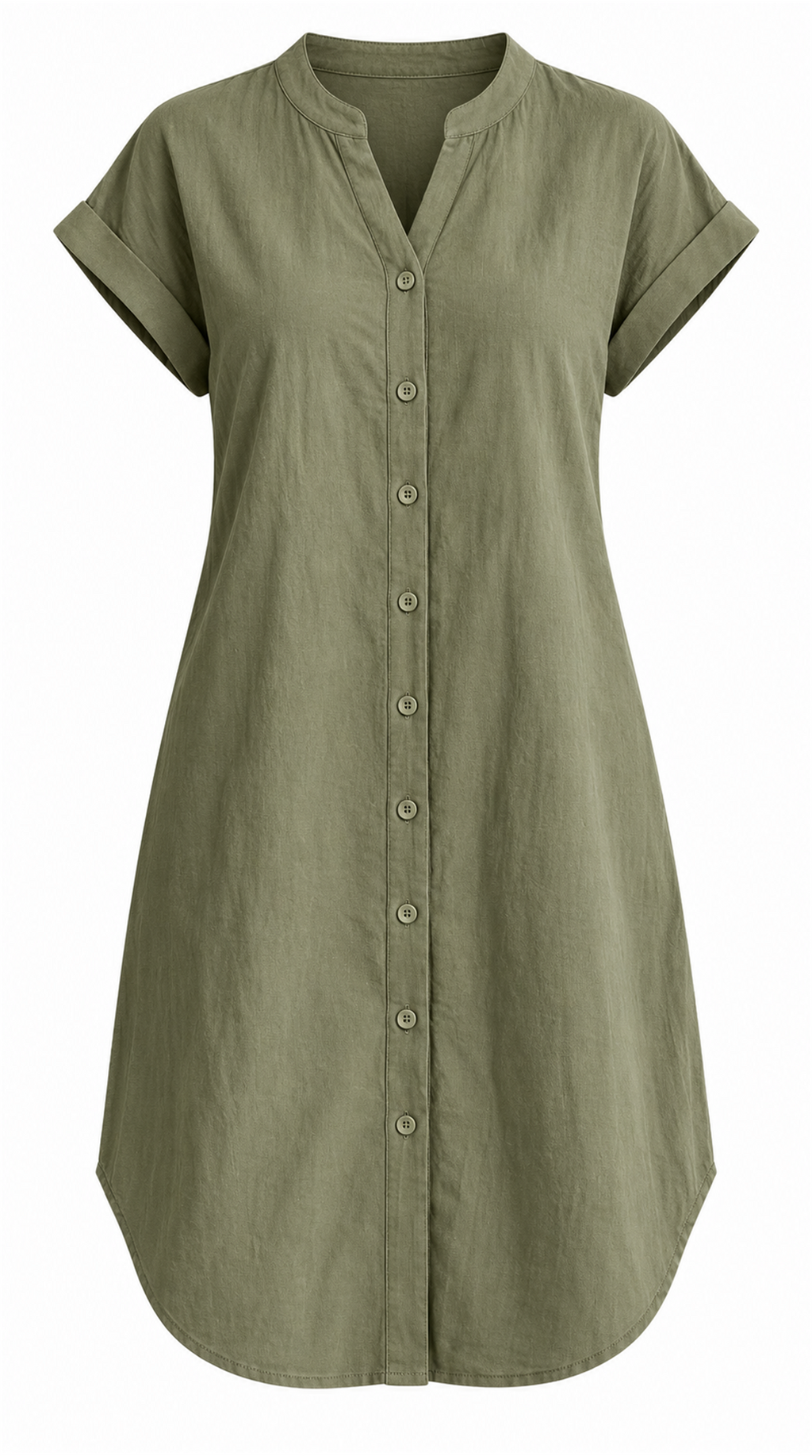 Vestido verde oliva de algodón, producto solo