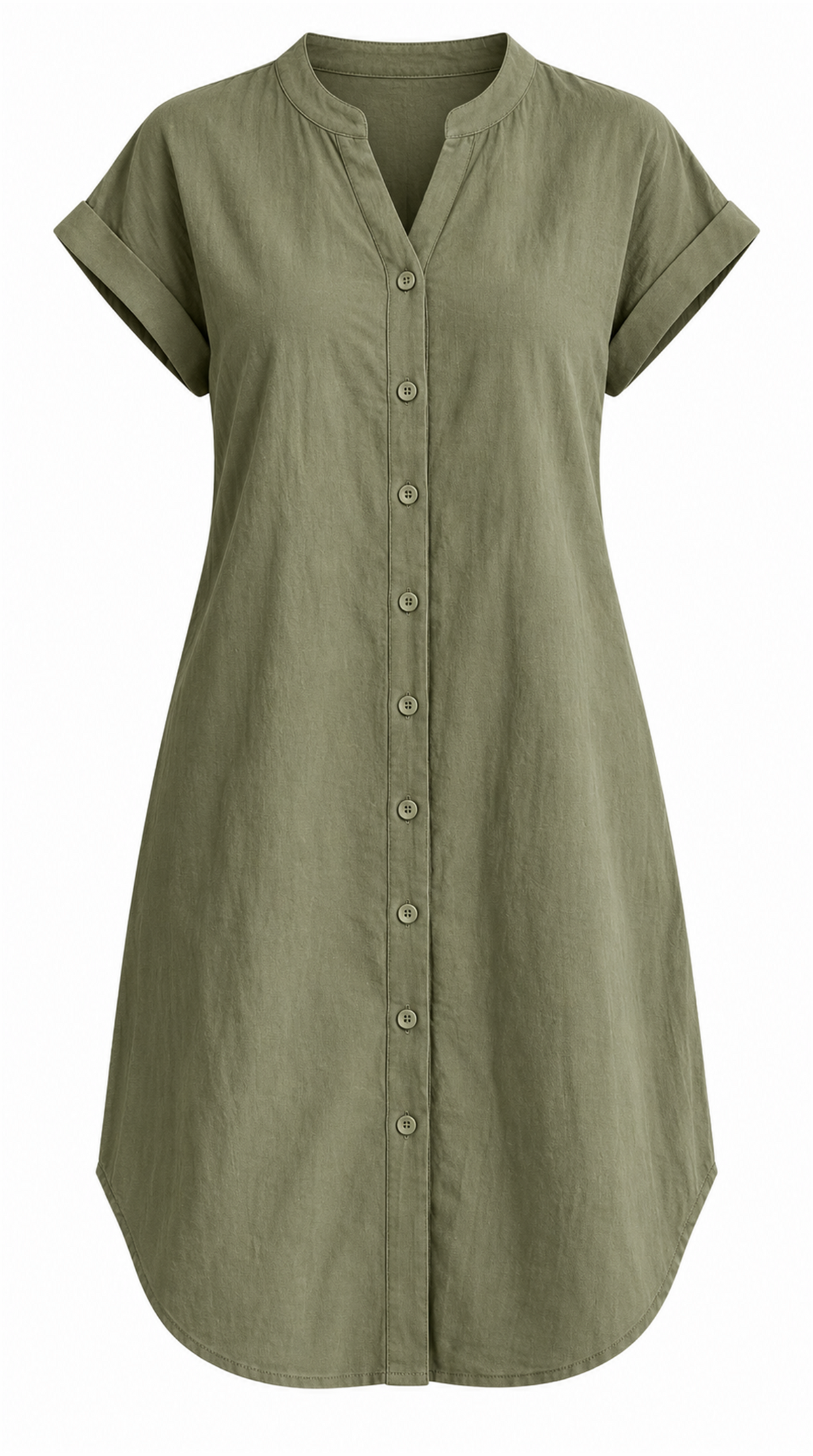Vestido verde oliva de algodón, producto solo